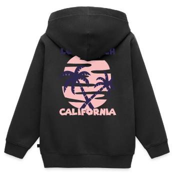 Vacances en famille Californie Long Beach Palm Beach - Sweat Premium à capuche zippé enfant bio - noir - Dos - AI Model Kid Male (0cm)