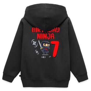 Birthday Ninja 7 Years Old Bday Party Gift Ninja - Kinder Premium Organic Zip Hoodie - Schwarz - Hinten - AI Model Kid Male (0cm)