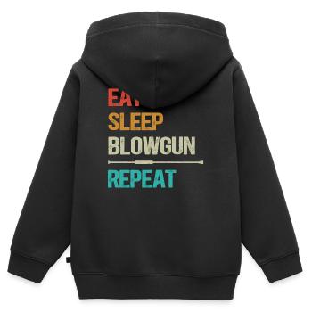 Blowpipe Eat Sleep Repeat - Blowpipe Shooting Retro - Sweat Premium à capuche zippé enfant bio - noir - Dos - AI Model Kid Male (0cm)