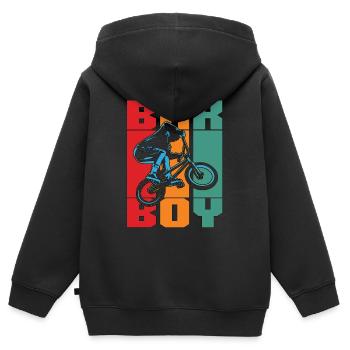 BMX Racing BMX Boy Retro Loves Bicyclette Cyclist - Kinder Premium Organic Zip Hoodie - Schwarz - Hinten - AI Model Kid Male (0cm)