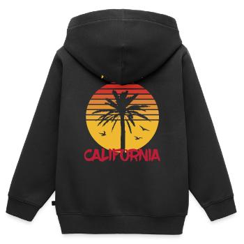 Kalifornien Malibu Palmen Urlaub Meeresbrandung - Kinder Premium Organic Zip Hoodie - Schwarz - Hinten - AI Model Kid Male (0cm)