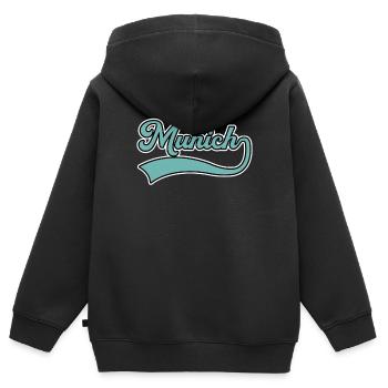 München Schriftzug - Kinder Premium Organic Zip Hoodie - Schwarz - Hinten - AI Model Kid Male (0cm)