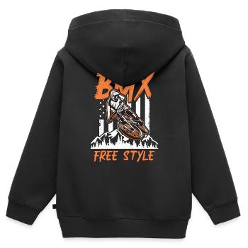 BMX Racing BMX Free Style Loves Bicyclette Cyclist - Kinder Premium Organic Zip Hoodie - Schwarz - Hinten - AI Model Kid Male (0cm)