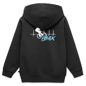 BMX Racing BMX Heartbeat Loves Bicyclette Cyclist - Kinder Premium Organic Zip Hoodie - Schwarz - Hinten - AI Model Kid Male (0cm)