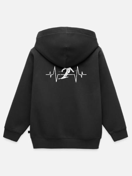 Ski hartslag - Kinder Premium zip hoodie biologisch - zwart