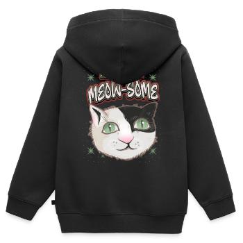 Cat with stars, funny saying, Pun pun - Kids Premium Organic Zip-up Hoodie - black - Back - AI Model Kid Male (0cm)