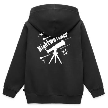 Nightwatcher Astronomy Telescope Comet Stars - Sweat Premium à capuche zippé enfant bio - noir - Dos - AI Model Kid Male (0cm)