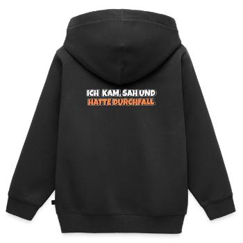 Ich kam sah und hatte Durchfall - Kinder Premium Organic Zip Hoodie - Schwarz - Hinten - AI Model Kid Male (0cm)