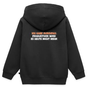 Ich habe Durchfall Produktiver wird es nicht mehr - Kinder Premium Organic Zip Hoodie - Schwarz - Hinten - AI Model Kid Male (0cm)