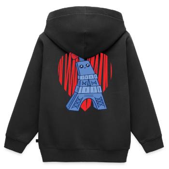 Eiffelturm-französische Andenken Paris Kawaii nied - Kinder Premium Organic Zip Hoodie - Schwarz - Hinten - AI Model Kid Male (0cm)