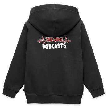 Podcast True Crime Heartbeat - Sweat Premium à capuche zippé enfant bio - noir - Dos - AI Model Kid Male (0cm)