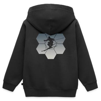 Skiing Skifahrer Ski Geschenkidee Pistensau - Kinder Premium Organic Zip Hoodie - Schwarz - Hinten - AI Model Kid Male (0cm)