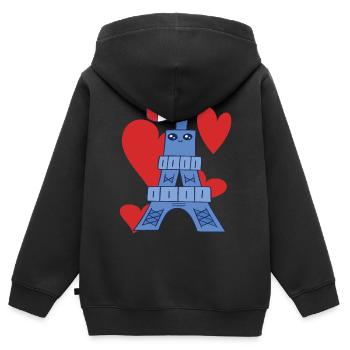 Niedliche Eiffelturm Paris Kawaii Pariser Andenken - Kinder Premium Organic Zip Hoodie - Schwarz - Hinten - AI Model Kid Male (0cm)
