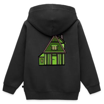 Haus Hütte Natur Naturliebhaber wohnen Immobilie - Kinder Premium Organic Zip Hoodie - Schwarz - Hinten - AI Model Kid Male (0cm)