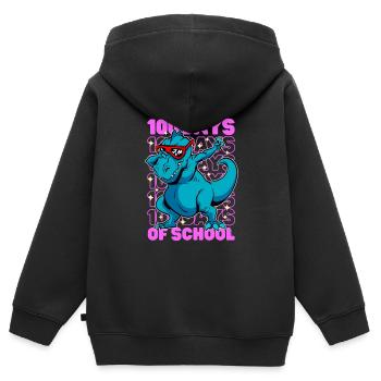 100 jours d'écoles dinosaure dab t-rex rose - Sweat Premium à capuche zippé enfant bio - noir - Dos - AI Model Kid Male (0cm)