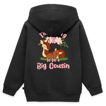 Going To Be A Big Cousin Fawn Promoted To Cousin - Kids Premium Organic Zip-up Hoodie - black - Back - AI Model Kid Male (0cm)