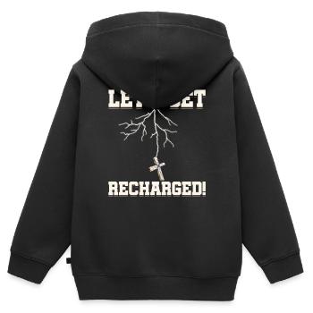 Lasst Uns Neu Aufladen Christliches Heiliges - Kinder Premium Organic Zip Hoodie - Schwarz - Hinten - AI Model Kid Male (0cm)