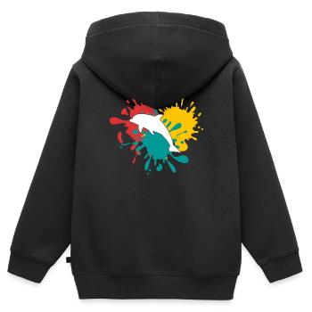 Delfin - Kinder Premium Organic Zip Hoodie - Schwarz - Hinten - AI Model Kid Male (0cm)
