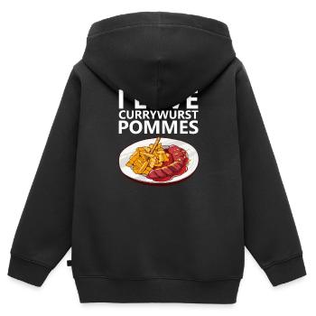 Currywurst Frites Bratwurst Ruhrpott Ruhrgebiet - Sweat Premium à capuche zippé enfant bio - noir - Dos - AI Model Kid Male (0cm)