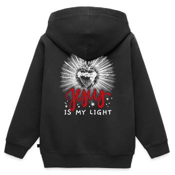 Jesus Christus, Vintage Herz, Dornenkrone, Spruch - Kinder Premium Organic Zip Hoodie - Schwarz - Hinten - AI Model Kid Male (0cm)