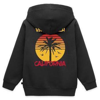 Californie Venice Beach Palm Ocean Surf - Sweat Premium à capuche zippé enfant bio - noir - Dos - AI Model Kid Male (0cm)