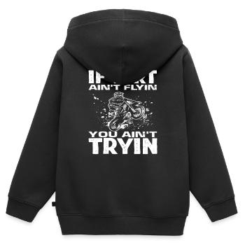 Motocross Kindermotocross Matsch - Kinder Premium Organic Zip Hoodie - Schwarz - Hinten - AI Model Kid Male (0cm)