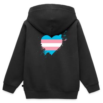 Pride LGBTQ Herz Transgender - Kinder Premium Organic Zip Hoodie - Schwarz - Hinten - AI Model Kid Male (0cm)