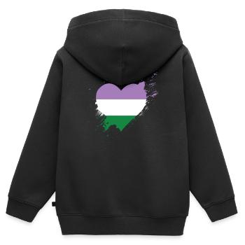 Pride LGBTQ Herz - Genderqueer - Kinder Premium Organic Zip Hoodie - Schwarz - Hinten - AI Model Kid Male (0cm)