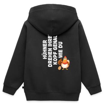 Hühner Drehen Ihren Kopf Genau Wie Du Landwirt - Kinder Premium Organic Zip Hoodie - Schwarz - Hinten - AI Model Kid Male (0cm)