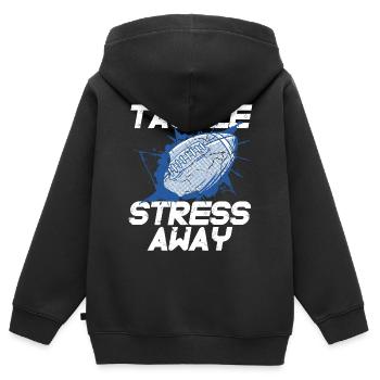 Gestion du stress Sport Sensibilisation au stress Football - Sweat Premium à capuche zippé enfant bio - noir - Dos - AI Model Kid Male (0cm)