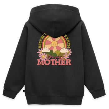 Respekt Für Mutter Erde Natur Advocacy Earth Day - Kinder Premium Organic Zip Hoodie - Schwarz - Hinten - AI Model Kid Male (0cm)