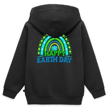 Fröhlicher Tag Der Erde Wald Bäume - Kinder Premium Organic Zip Hoodie - Schwarz - Hinten - AI Model Kid Male (0cm)