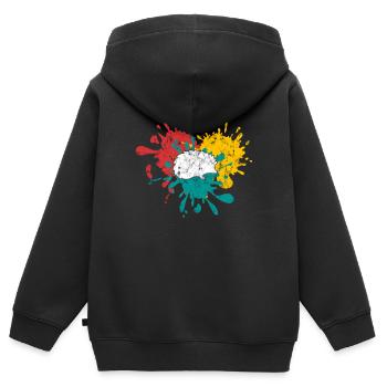 Hérisson - Sweat Premium à capuche zippé enfant bio - noir - Dos - AI Model Kid Male (0cm)