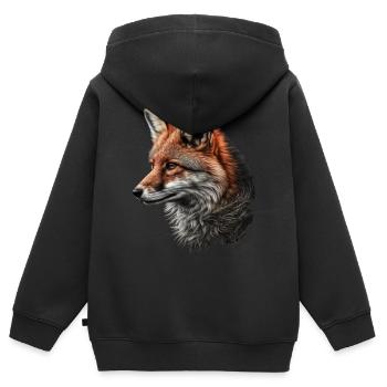 Fuchs Wald Tiere Tiermotiv Kunst Motiv Fuchs - Kinder Premium Organic Zip Hoodie - Schwarz - Hinten - AI Model Kid Male (0cm)