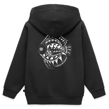 Poisson Maori Polynésien Tatouage - Sweat Premium à capuche zippé enfant bio - noir - Dos - AI Model Kid Male (0cm)