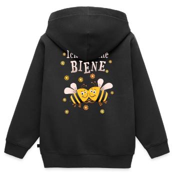 Biene Bienchen Bienen - Kinder Premium Organic Zip Hoodie - Schwarz - Hinten - AI Model Kid Male (0cm)