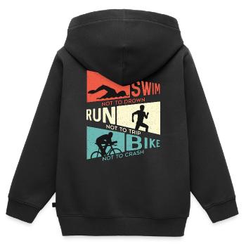 Triathlon Natation Ne Pas Se noyer Course Compétition - Sweat Premium à capuche zippé enfant bio - noir - Dos - AI Model Kid Male (0cm)