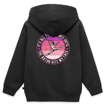 Bâton tournoyant tige tournante - Sweat Premium à capuche zippé enfant bio - noir - Dos - AI Model Kid Male (0cm)