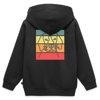 Hund Hundekopf Retro - Kinder Premium Organic Zip Hoodie - Schwarz - Hinten - AI Model Kid Male (0cm)