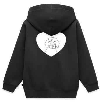 Hund Hundekopf Herz - Kinder Premium Organic Zip Hoodie - Schwarz - Hinten - AI Model Kid Male (0cm)