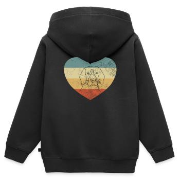 Hund Hundekopf Retro - Kinder Premium Organic Zip Hoodie - Schwarz - Hinten - AI Model Kid Male (0cm)
