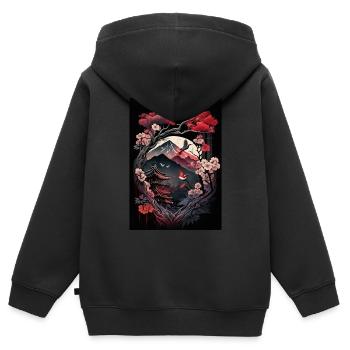 Temple japonais dans les montagnes - Sweat Premium à capuche zippé enfant bio - noir - Dos - AI Model Kid Male (0cm)