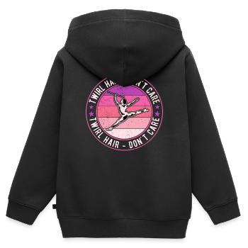 Bâton Twirling Rod Turning Twirl Hair Don’t Care - Sweat Premium à capuche zippé enfant bio - noir - Dos - AI Model Kid Male (0cm)