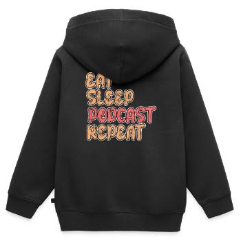 Podcast sur l’alimentation et le sommeil - Sweat Premium à capuche zippé enfant bio - noir - Dos - AI Model Kid Male (0cm)