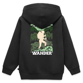Born To Hiking Trekking Backpacker - Sweat Premium à capuche zippé enfant bio - noir - Dos - AI Model Kid Male (0cm)