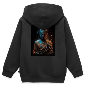 Friedliche abstrakte Buddha-Statue - Kinder Premium Organic Zip Hoodie - Schwarz - Hinten - AI Model Kid Male (0cm)