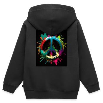 Symbole abstrait de la paix - Sweat Premium à capuche zippé enfant bio - noir - Dos - AI Model Kid Male (0cm)
