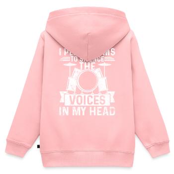 Je joue de la batterie pour faire taire les voix dans ma tête - Dr - Sweat Premium à capuche zippé enfant bio - rose - Dos - AI Model Kid Female (0cm)