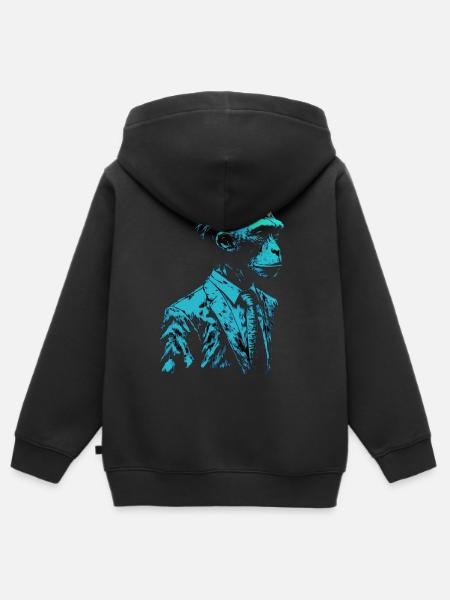 Affe Geschenkidee Monkey Zoo - Kinder Premium Organic Zip Hoodie - Schwarz