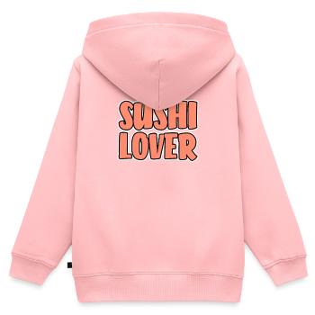 Amateurs de sushis - Sweat Premium à capuche zippé enfant bio - rose - Dos - AI Model Kid Female (0cm)